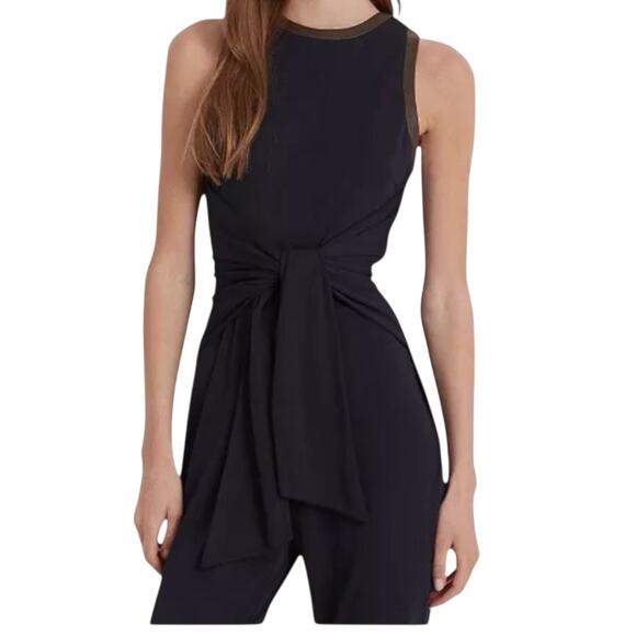 Lauren Ralph Lauren tie front jersey sleeveless jumpsuit blue size 2X - Picture 9 of 9